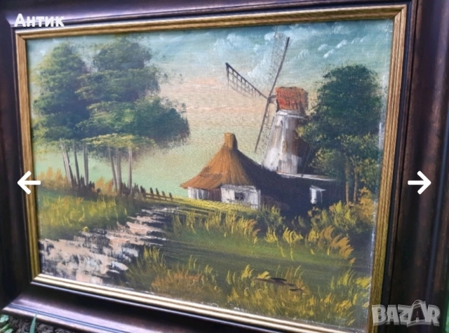 Красива Стара Картина Прованс Живопис Маслени Бои на Платно, снимка 8 - Картини - 52708471