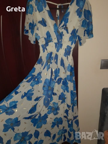 Рокля в турско синьо, снимка 2 - Рокли - 51214259