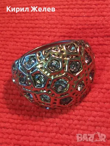 СТАР КРИСТАЛЕН ПОСРЕБРЕН ВИНТИДЖ АРТ СТИЛ ПРЪСТЕН от БЛАГОРОДНА СТОМАНА 39822, снимка 12 - Пръстени - 47163480