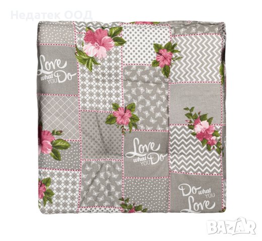 Възглавница за стол, Floral Design, 40x40cм, Сиво/ розова, снимка 3 - Възглавници - 41165892
