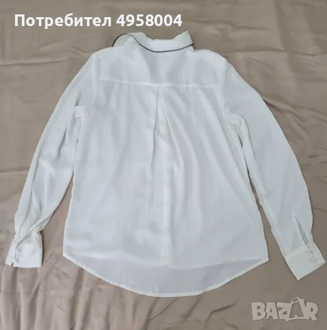 Дамска бяла шифонена риза Alfred Sung, размер S, снимка 6 - Блузи с дълъг ръкав и пуловери - 56208454