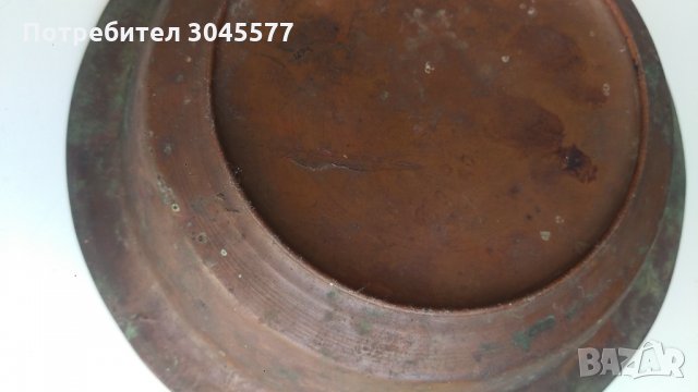 Медна чиния антик, снимка 2 - Антикварни и старинни предмети - 34386349