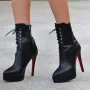Боти на ток - черна кожа - YSP10, снимка 1
