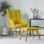 vidaXL Люлеещ се стол с табуретка, горчица, кадифе, снимка 3