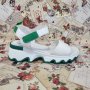 Дамски сандали от естествена кожа с лепенка в бяло и зелено 226106-1531