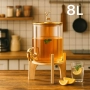 Голям диспенсър за напитки 8L с дървена стойка и златист кран, снимка 4