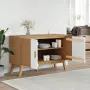 vidaXL Сайдборд OLDEN, бяло и кафяво, 114x43x73,5 см, бор масив, снимка 4