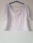 Бяла кроп тениска с голи рамене м,L, снимка 1 - Тениски - 39243070
