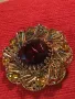 ВЕЛИКОЛЕПНА СТАРИННА СКЪПОЦЕННА ПОЗЛАТЕНА ФИЛИГРАННА МЕДНА БРОШКА ЦВЕТЕ с ОГРОМЕН ЦИТРИН 74211, снимка 13