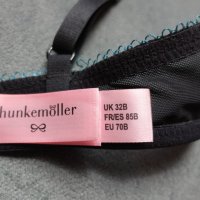 Hunkemoller 70B (UK 32B) черен сутиен с зелена дантела и огромни подплънки, снимка 2 - Бельо - 38869447