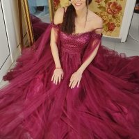 Бална рокля тип Принцеса в цвят бордо, снимка 1 - Рокли - 39808265