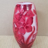 Красива ваза НАНСИ DAUM NANCY сецесион червена реплика, снимка 4 - Вази - 40919246