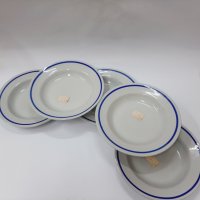 5 бр. Ретро порцеланови чинии за супа със синя ивица, неизползвани(5.2), снимка 5 - Други стоки за дома - 39649745