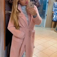 Розово палто ангора мохер кашмир, снимка 3 - Палта, манта - 39862743