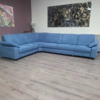 Син ъглов диван от плат с фунция сън MM-ZE1059, снимка 5 - Дивани и мека мебел - 44216139