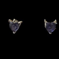 Сребърни обеци Пандора"Angel and devil",purple/нови, снимка 1 - Колиета, медальони, синджири - 41979661
