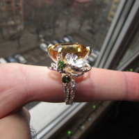 925 Сребърен пръстен с цитрин 25 карата, подходящ за подарък, снимка 4 - Пръстени - 44583317