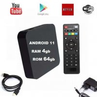 Android 11 Тв Бокс 4к приемник за онлайн телевизия Smart TV BOX 4K IPTV WiFi Media, снимка 1 - Приемници и антени - 28876536