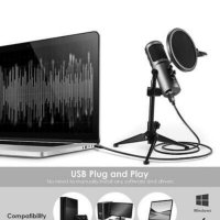 Комплект USB микрофон Кондензаторен комплект игрални микрофони със статив , снимка 4 - Микрофони - 40594985