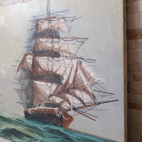 Картина "Кораби" - маслени бои на платно - 70/50см, снимка 4 - Антикварни и старинни предмети - 39423372