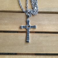 Колие с кръст, висулка с цвят черно и металик, снимка 3 - Колиета, медальони, синджири - 40804808