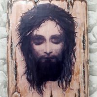 ИСУС ХРИСТОС - двоен поглед - репродукция на чудотворната картина 25/18 см, снимка 2 - Икони - 42404161