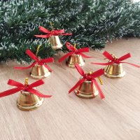 4158 Играчки за елха Коледни камбанки, 6 броя, снимка 4 - Декорация за дома - 42560215