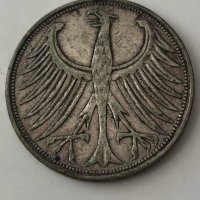 Сребърна монета Германия 5 марки, 1951, снимка 2 - Нумизматика и бонистика - 41484845