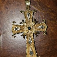 Златен кръст 18К с диаманти, снимка 8 - Колиета, медальони, синджири - 42047040