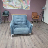Италиански синьо-зелен кожен фотьойл с електрически релакс механизъм, снимка 5 - Дивани и мека мебел - 44606136