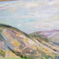 Иван ХАЛАЧЕВ 1902-1974 голям красив пейзаж с маслени бои, снимка 6 - Картини - 41626095