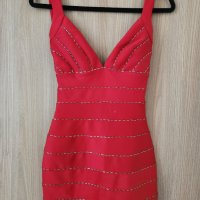 Червена елегантна рокля  с гол гръб, снимка 1 - Рокли - 41122554