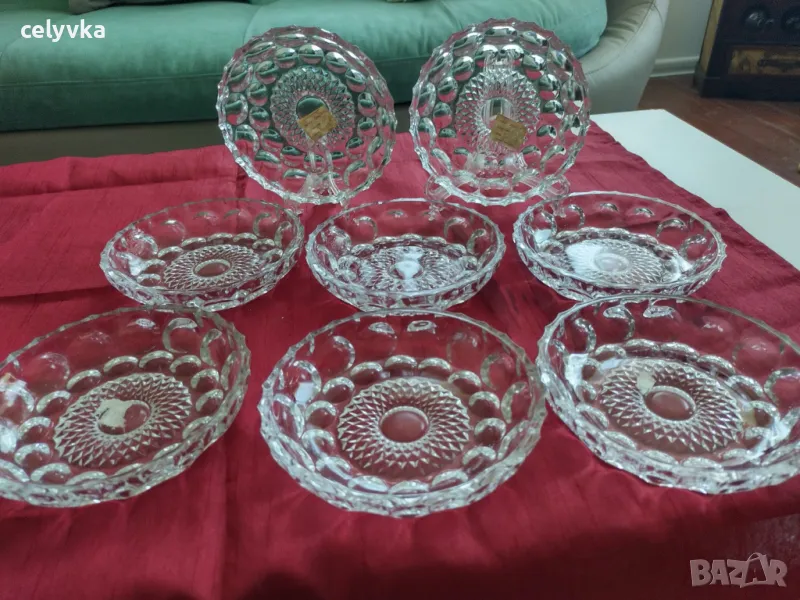 Български комплект кристални чинии, снимка 1