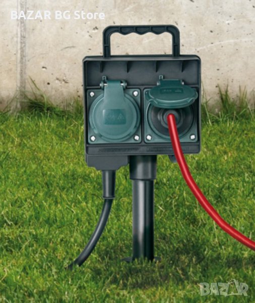 Външен разклонител 4-ка за земен монтаж с 10 метра кабел. IP44 влагозащита. Нов., снимка 1
