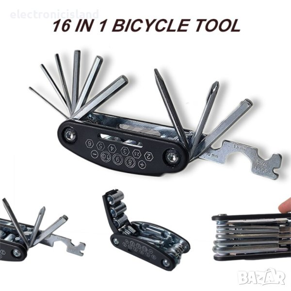 Мултифункционален инструмент ключ, отвертка за ремонт на колело, велосипед..., снимка 1
