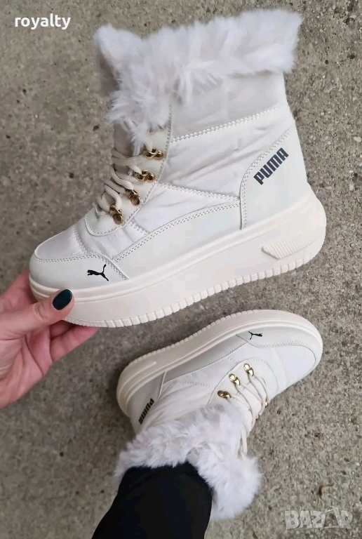 Puma Бели Дамски Зимни Боти с Пух , снимка 1
