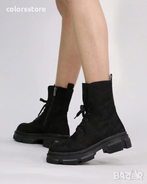 Равни боти - черен велур - BTVD19

, снимка 1