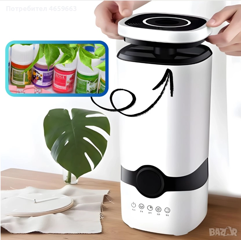 Ултразвуков овлажнител на въздуха с йонизация и ароматерапия Ruhhy, автоматичен, снимка 1