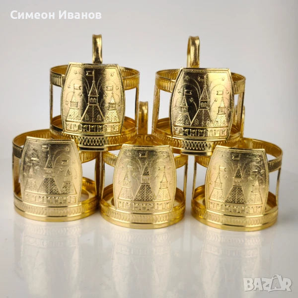Стар комплект от 5 подстакани сервиз СССР #6125, снимка 1