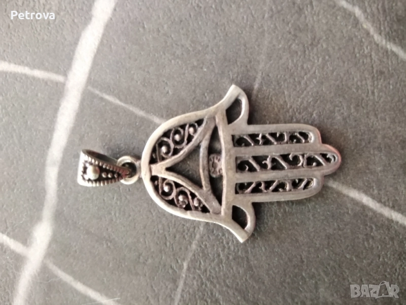 Сребърен медальон Ръката на Фатима, снимка 1
