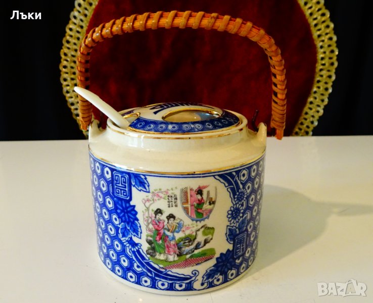 Захарница китайски порцелан,кобалт,злато. , снимка 1