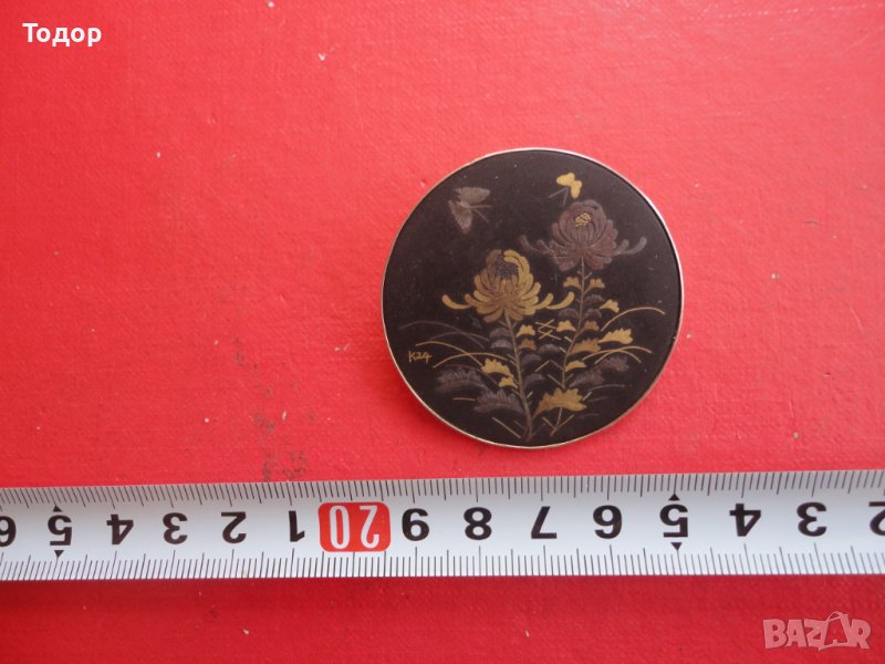 Уникална позлатена японска брошка подписана , снимка 1