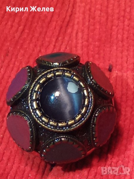 ПОЗЛАТЕН ЕМАЙЛИРАН БРОНЗОВ ЕТНОГРАФСКИ СТИЛ МАСИВЕН ПРЪСТЕН 22960, снимка 1