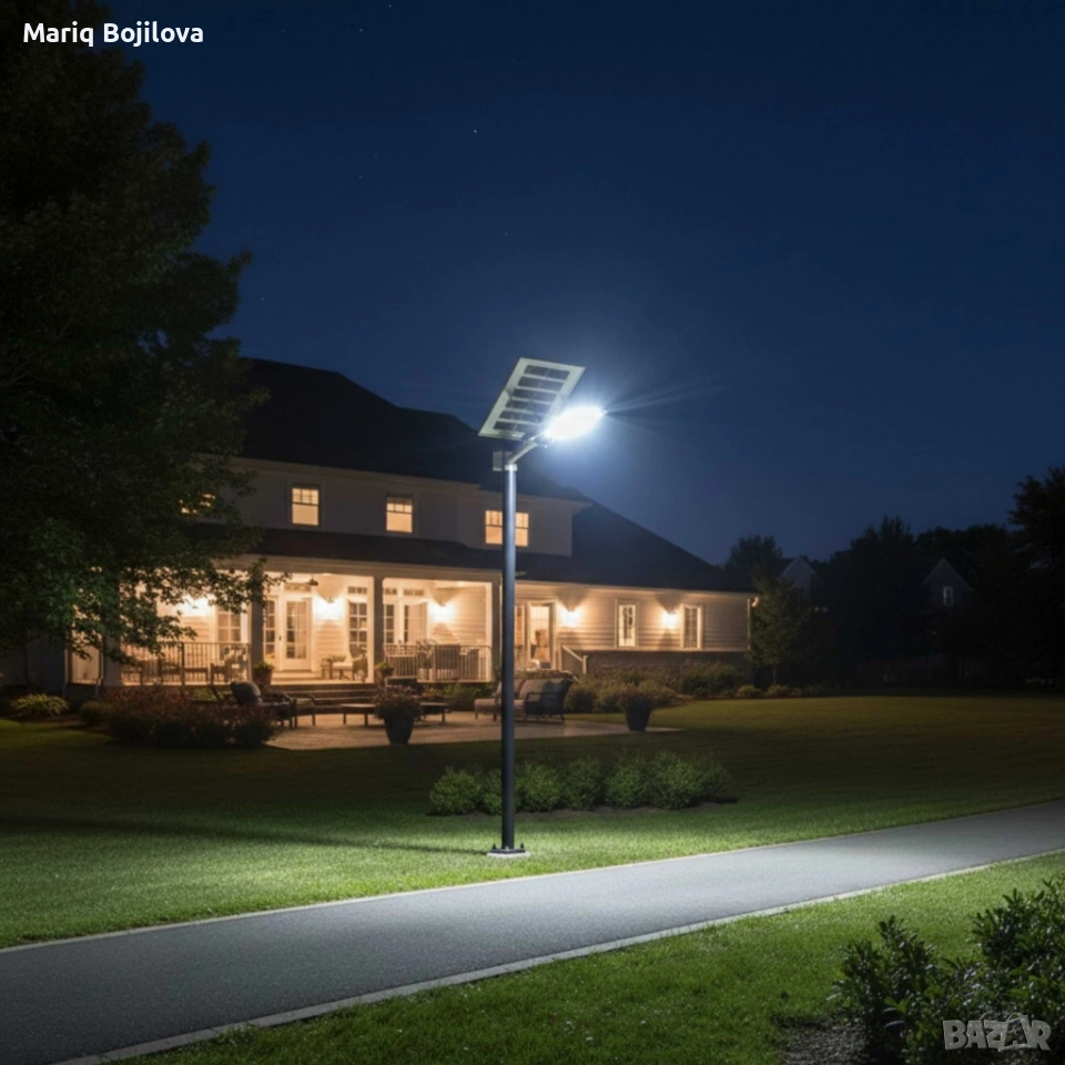 Соларна LED улична лампа IP67 – 50W / 100W / 300W мощна светлина без сметки за ток, снимка 1