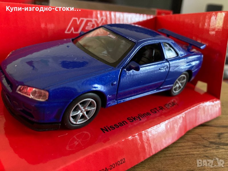 Умален метален моден - Welly Nex Nissas Skyline GT-R (R34), снимка 1