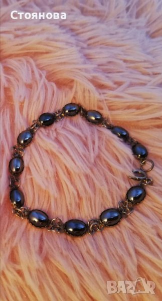 Сребърна гривна с дванадесет камъка от вида котешко око с дължина  17. 5 см - 18 см, снимка 1