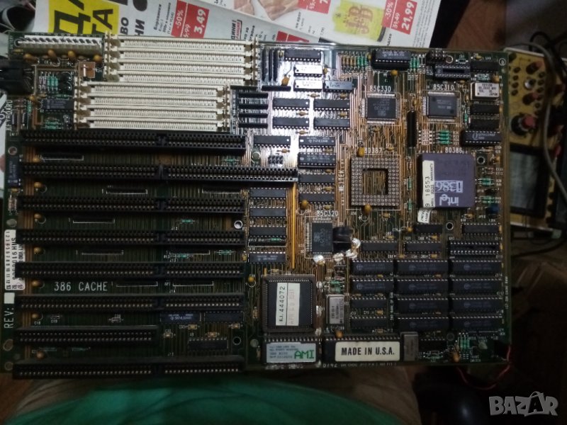 Платка Intel 386DX дъно с процесор стар ретро компютър, снимка 1