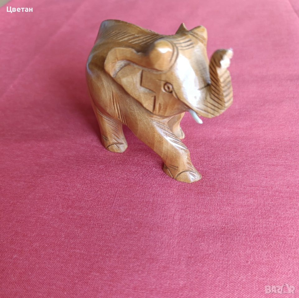 късметлийска фигурка слонче дърворезба, снимка 1