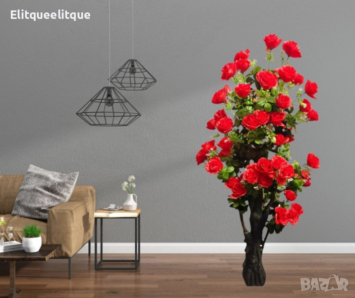 Изкуствено дръвче с червени рози ,1.70 м, снимка 1