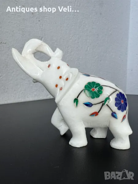 Мраморно слонче с естествени минерали №6956 , снимка 1